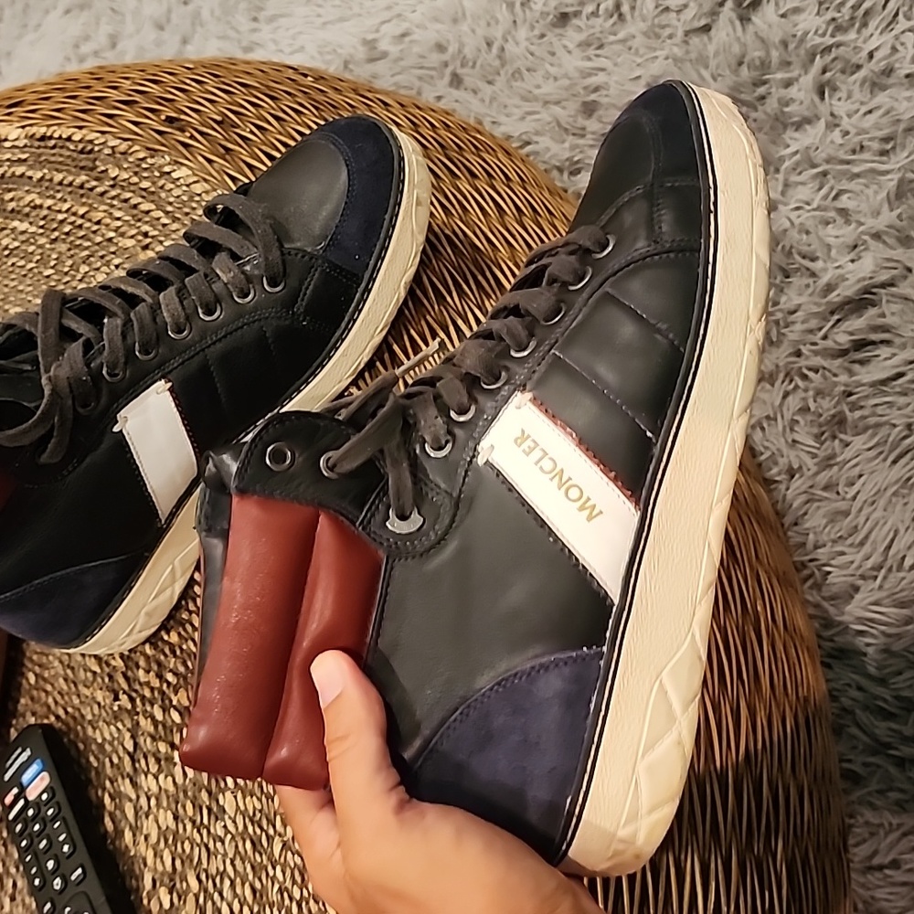 Moncler HighTops Leather Sneakers (red blue hightop) size 44 (11)Great condition